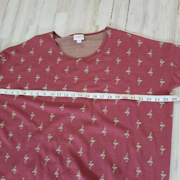 Lularoe Flamingo Top Small Pink Green High Low - Picture 5 of 6